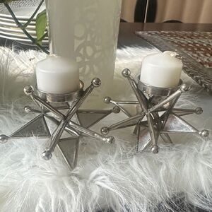 Pier 1 Antiqued Mirrored Glass Candleholders 2